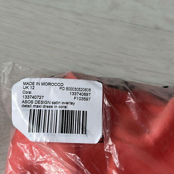 ASOS DESIGN satin overlay detail maxi dress in coral Size 8 NWT in packaging - Picture 6 of 7